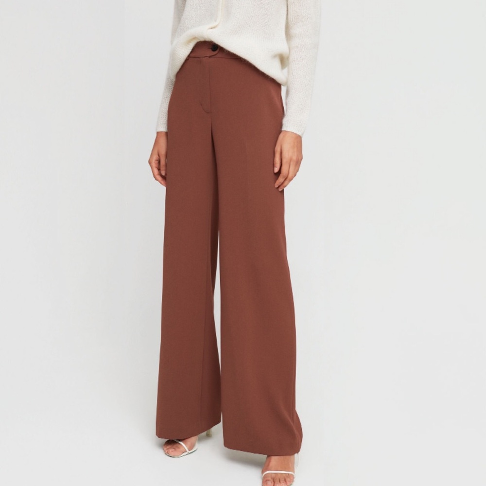 Aritzia Wide Leg Trousers in Rust Brown